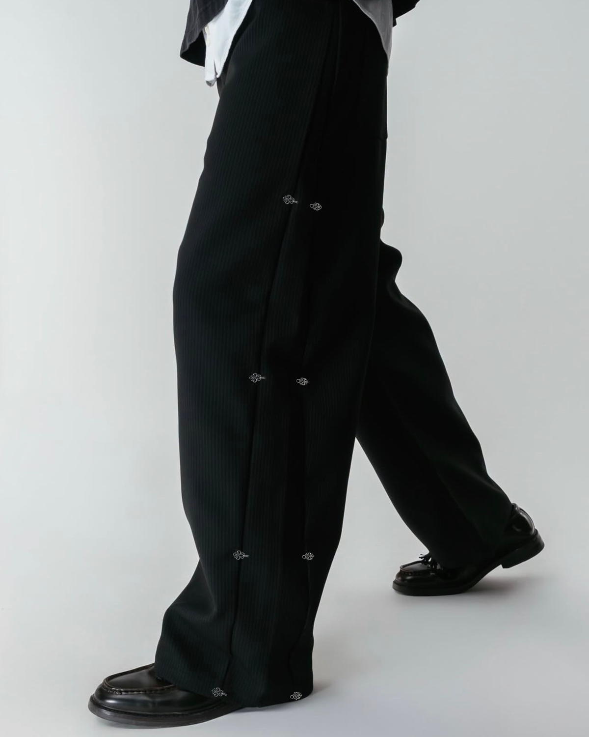 Midnight Pinstripe Wide-Leg