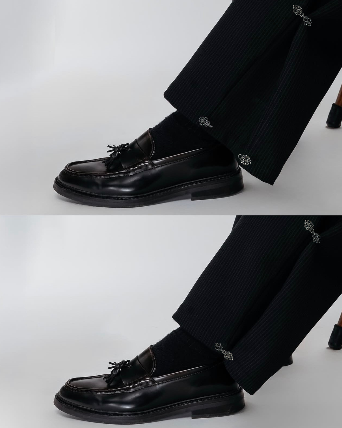 Midnight Pinstripe Wide-Leg