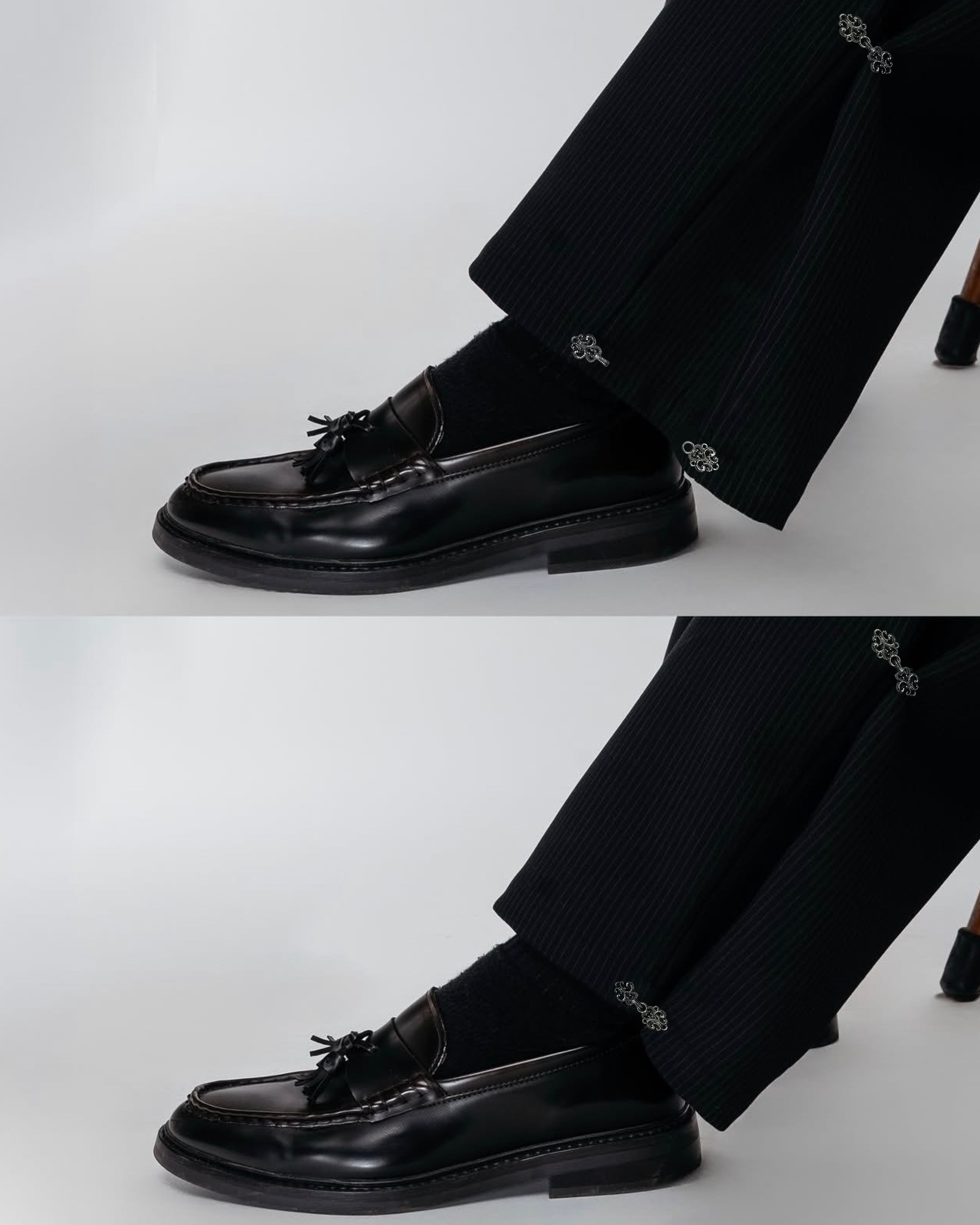 Midnight Pinstripe Wide-Leg