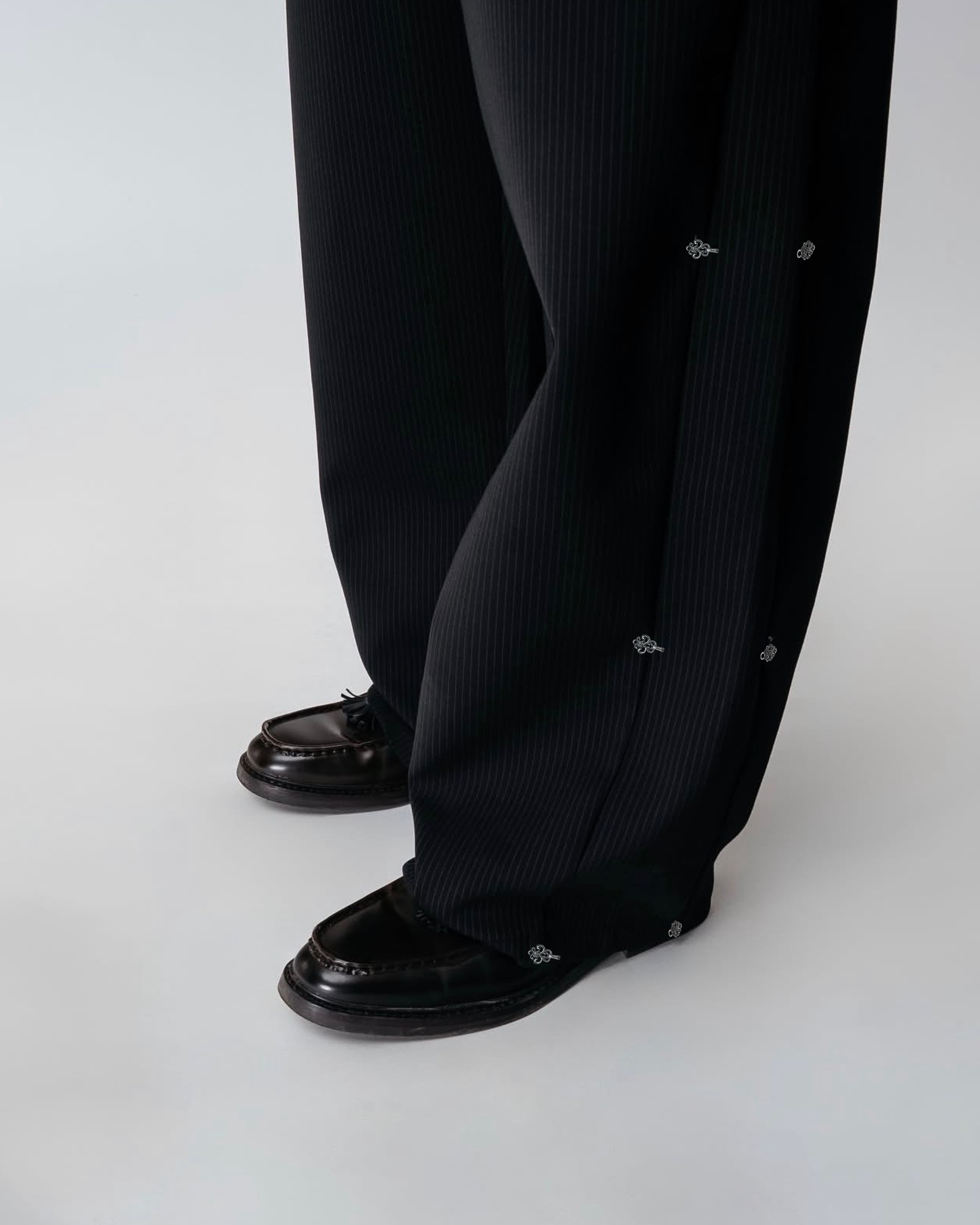 Midnight Pinstripe Wide-Leg