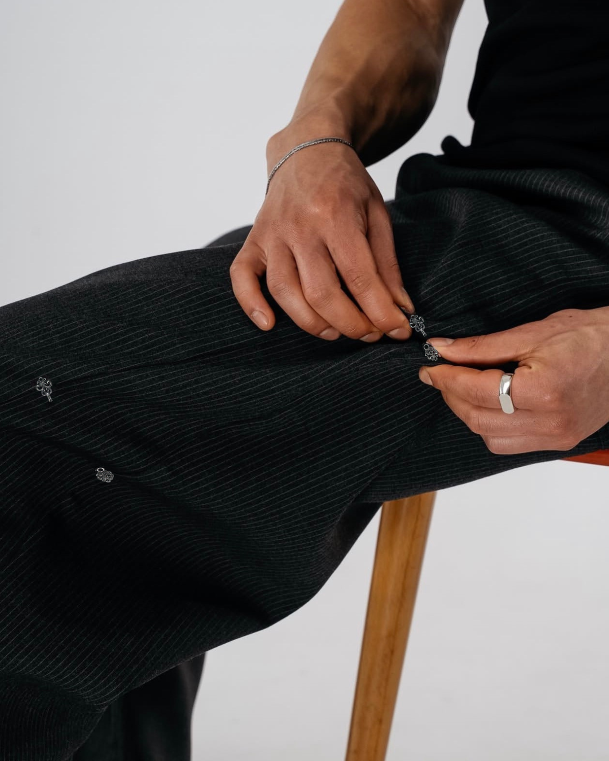 Midnight Pinstripe Wide-Leg