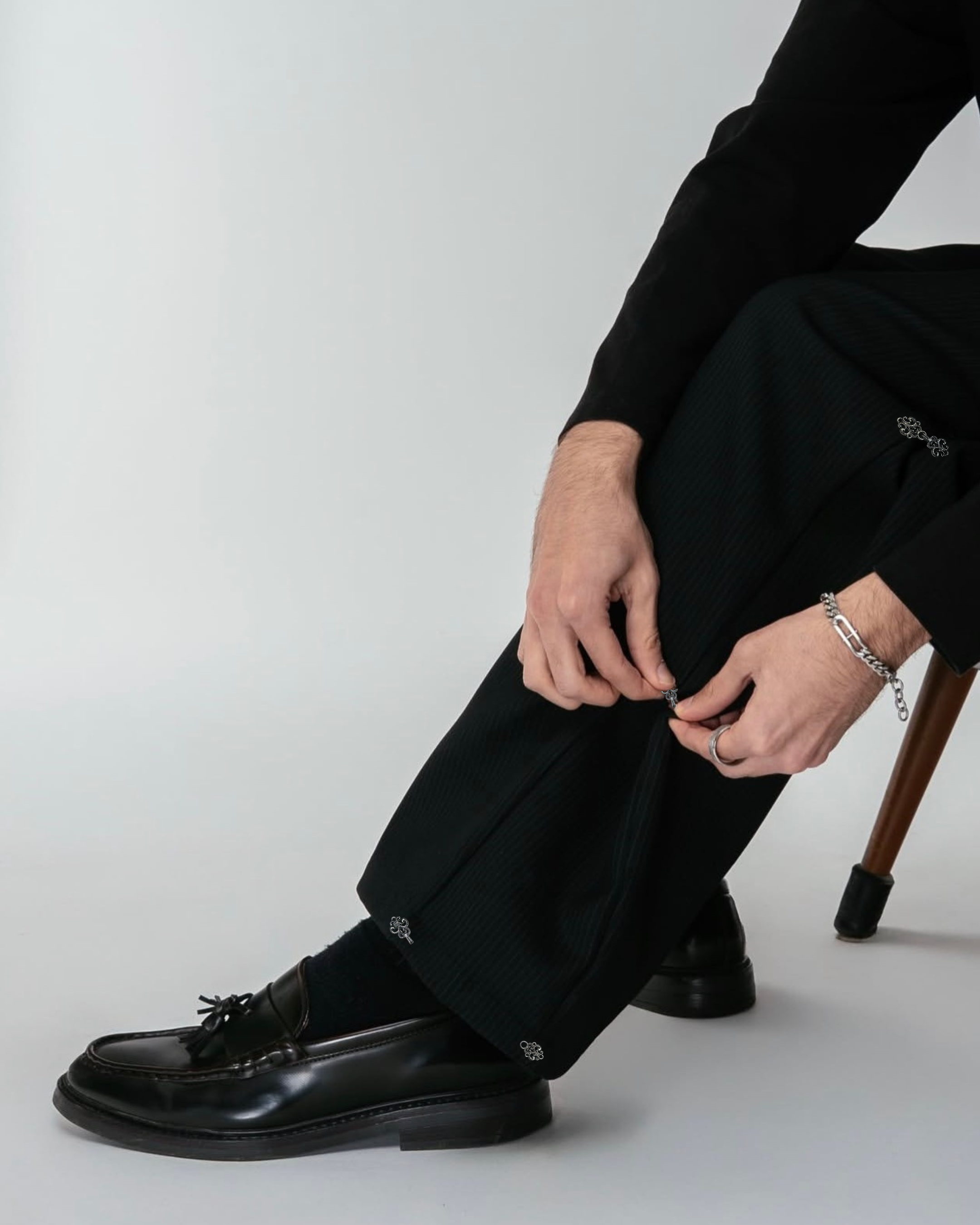 Midnight Pinstripe Wide-Leg