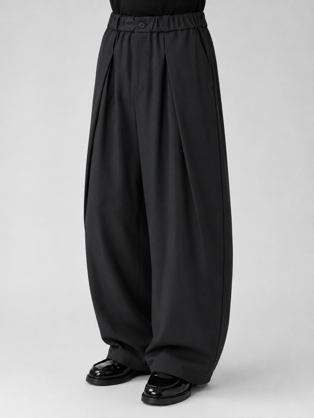 Noir Oversized Pleated Trousers