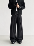 Noir Oversized Pleated Trousers