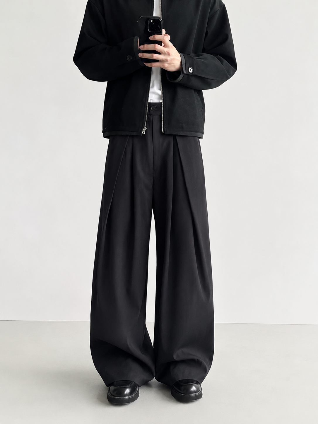 Noir Oversized Pleated Trousers