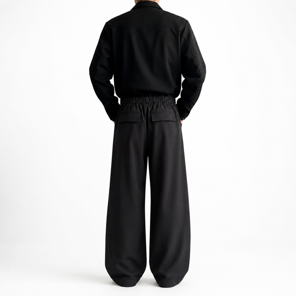 Noir Oversized Pleated Trousers