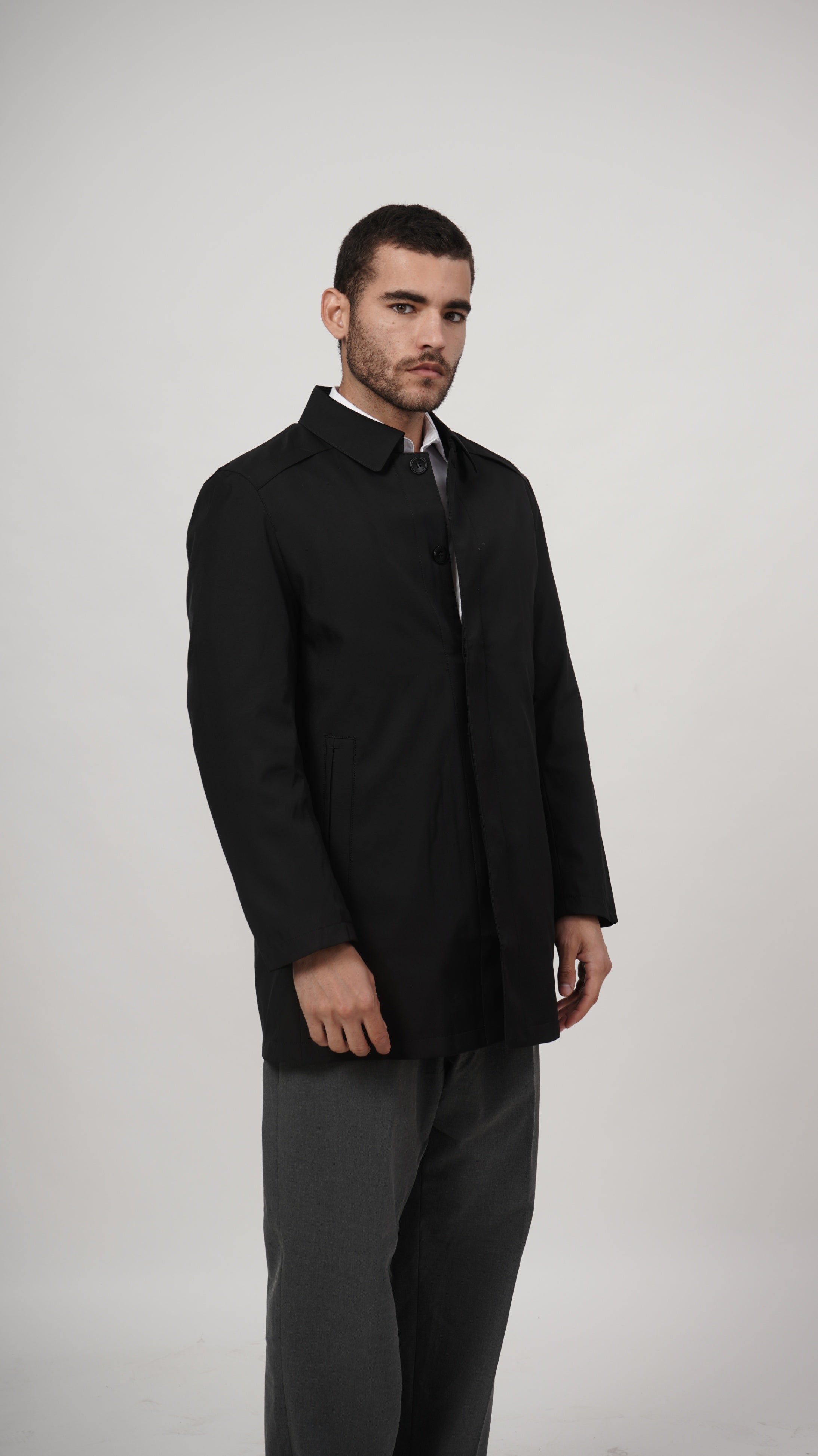 Short Long Coat - Black