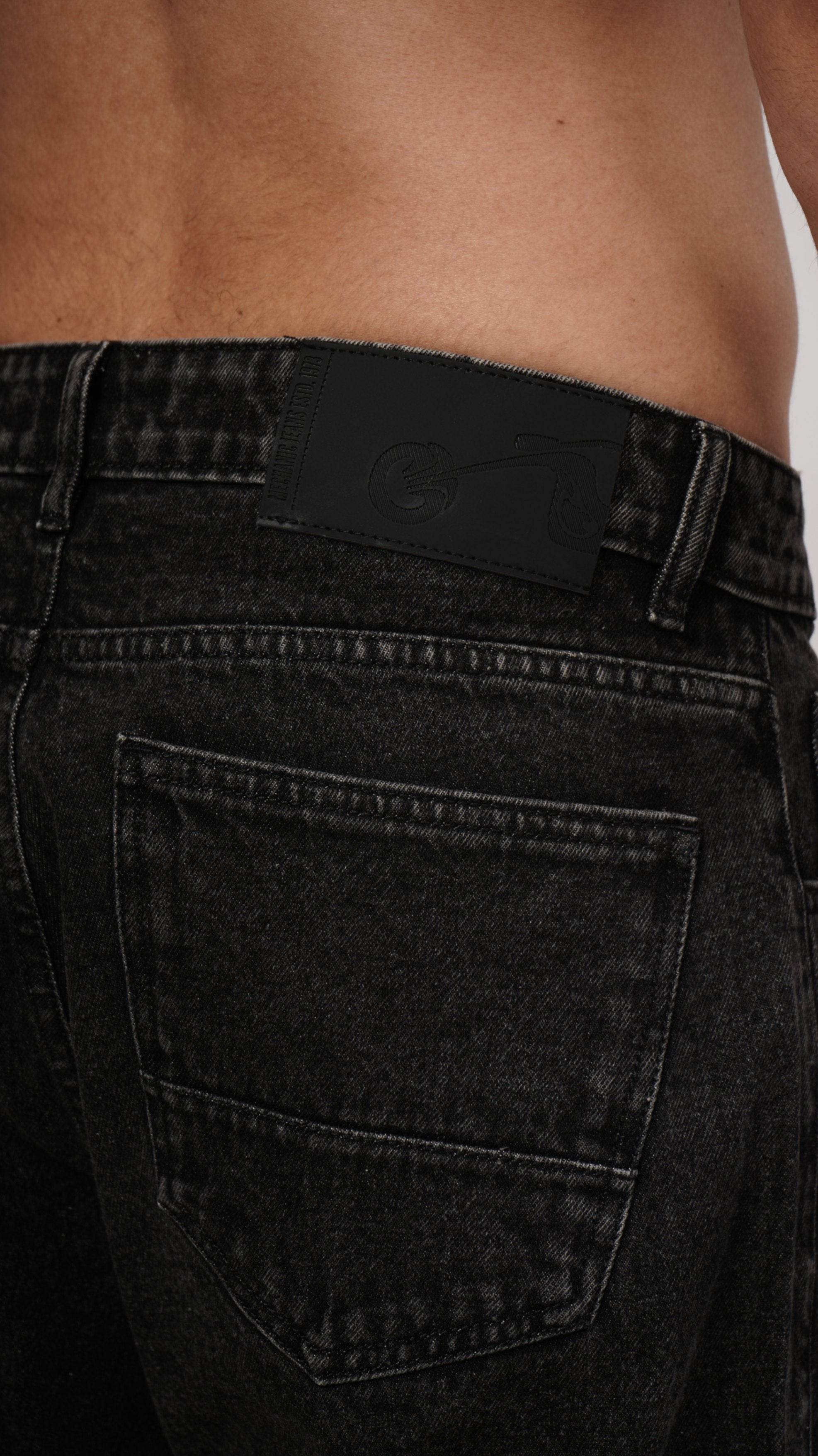 Single Panel Washed Denim - Black