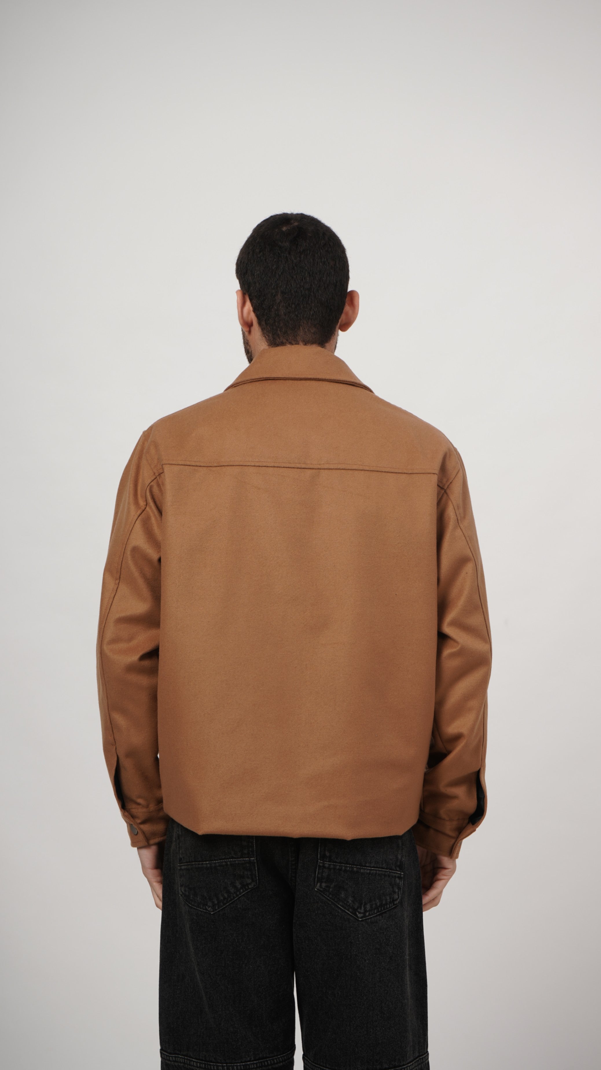 Relaxed Fit Tweed Jacket - Tan
