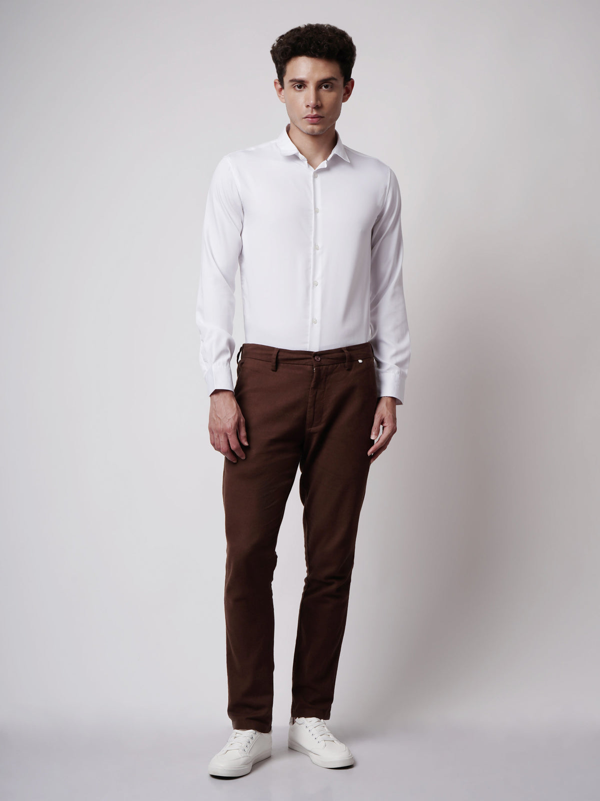 LINEN BLEND STRAIGHT FIT CHINOS